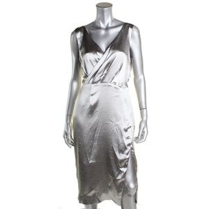NWT Fame & Partners Silver Slit Sheath Dress